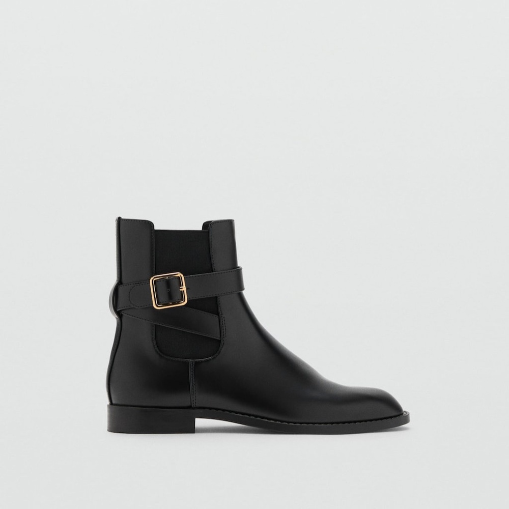 MANGO - Ankle boots with elastic panel and buckle black - 8½ - Woman